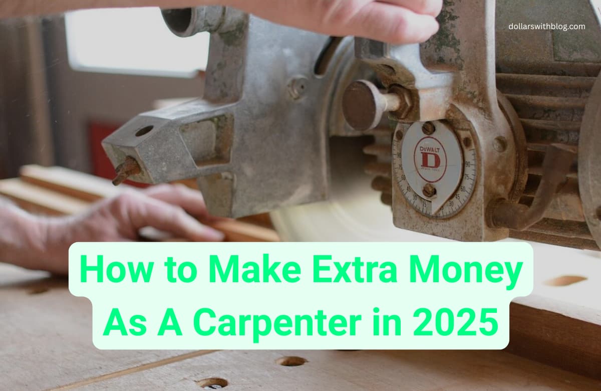 Carpenter working on a wooden table as a side hustle